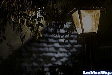 Busty les Reena Sky tricks reporter to strip