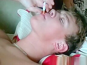 Chain smoking twink ass fucks his friend and cums on his ass