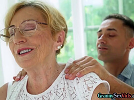 Hot wild granny filled up with nice dick in hairy pussy