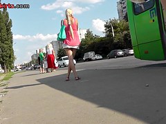 Perfect ass of the blonde bombshell in the upskirt vid