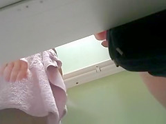 Woman blows hard cock in change room