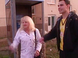 Young dude picks up and fucks blonde granny