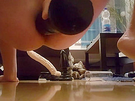 junior guy pump prolapse insert huge dildo