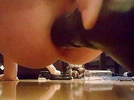 junior guy pump prolapse insert huge dildo